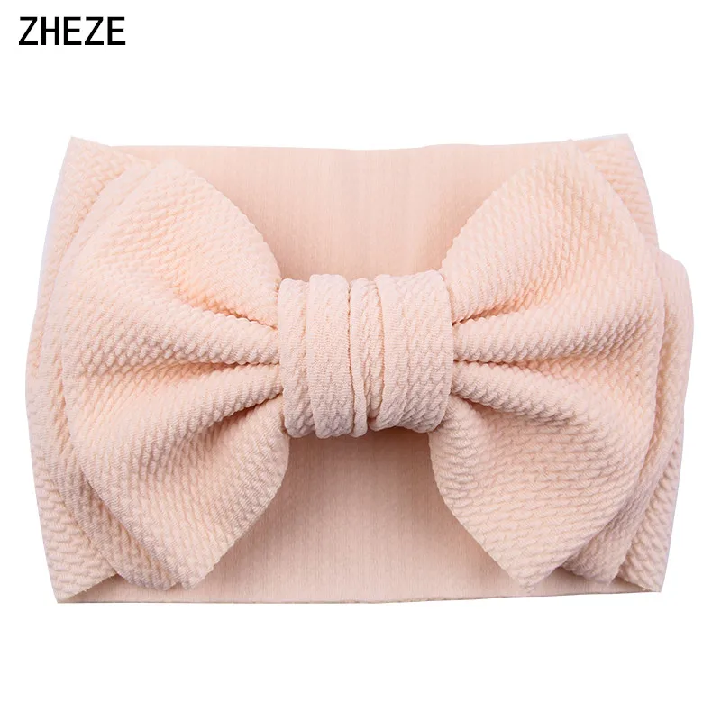 New 7'' Big Double Layer Hair Bow Headband Girls Kids Waffles Fabric Elastic Hairbands DIY Hair Accessories For Baby