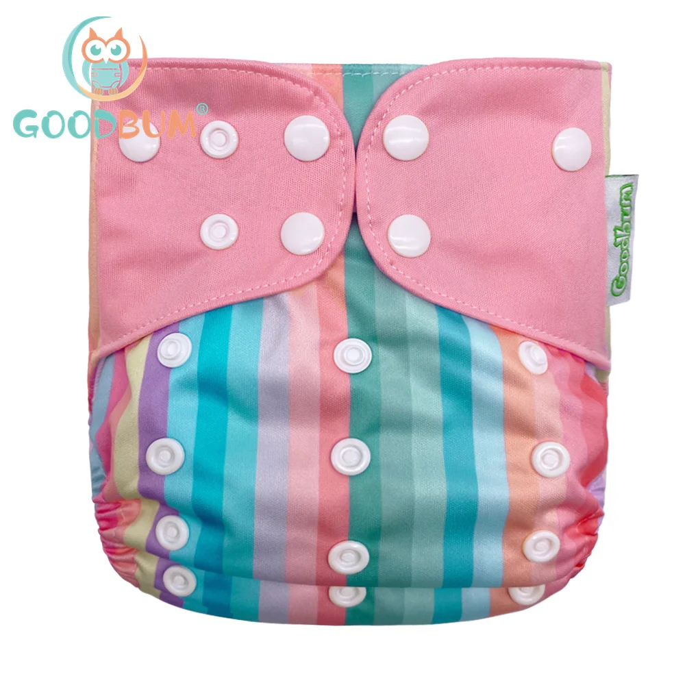 Goodbum Rainbow Washable Adjustable Breathable Mesh Pocket Diaper Double Gusset Summer Mesh Swim Cloth Nappy For 3-15KG Baby