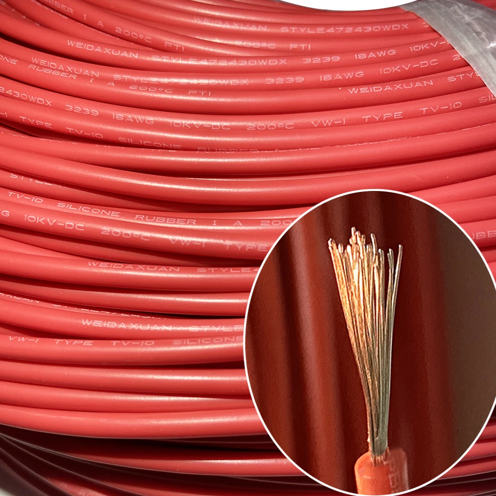 Soft Silicone High Voltage Wire 18awg 20awg 22awg DC High Temperature Resistant 3KV 10KV Insulation Ignition High-tension Cable