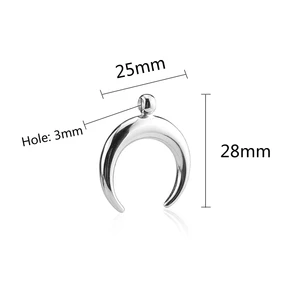 1 hochwertige hochwertige Hörner Edelstahl Charme Crescent Mondanhänger, um handwerkliches DIY -Halskettenschmuck herzustellen 12 Hauptverkäufe Buzios für Halsketten - №3