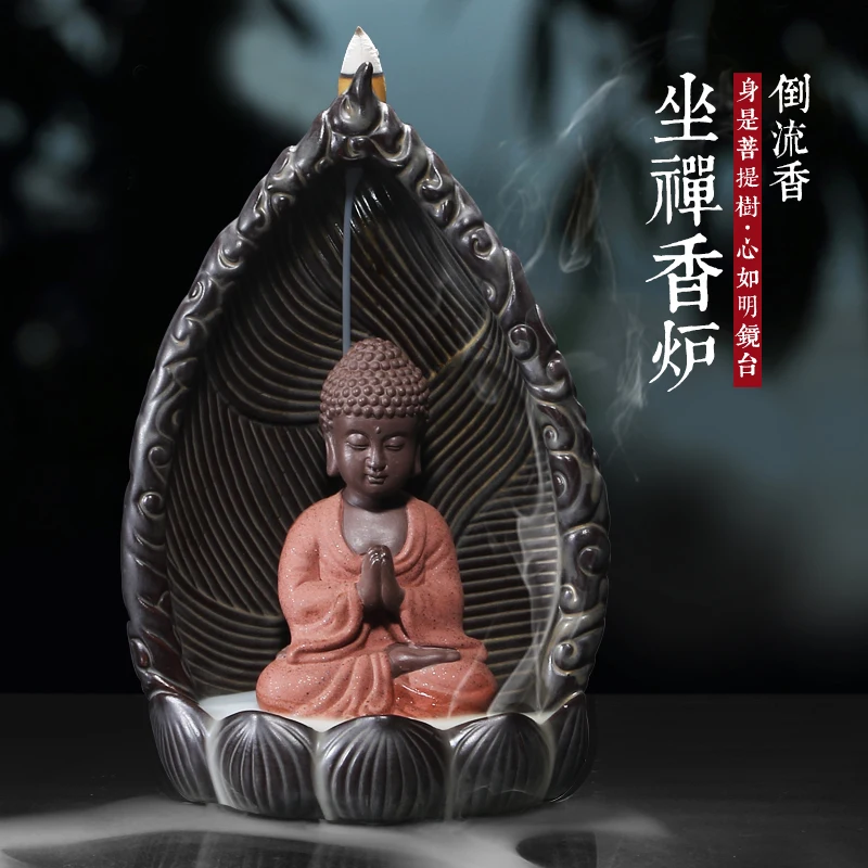 

|Ceramic bedroom censer with Buddha Buddha guanyin backflow present teachers aroma stove zen home smoked incense burner