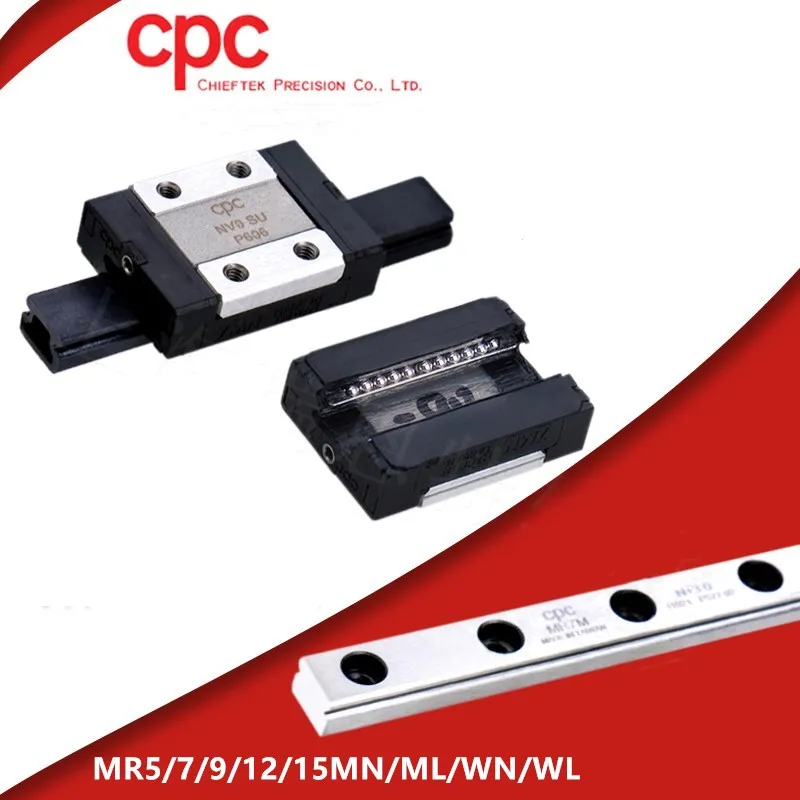 Taiwan CPC stainless steel linear guide block carriage MR7MN MR9MN MR12MN MR15MN MR9ML MR12ML MR15ML MR9WN MR12WN MR12WL MR15WL