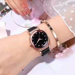 Reloj magnético de cuarzo para mujer, cronógrafo de lujo, con diamantes de imitación, a la moda