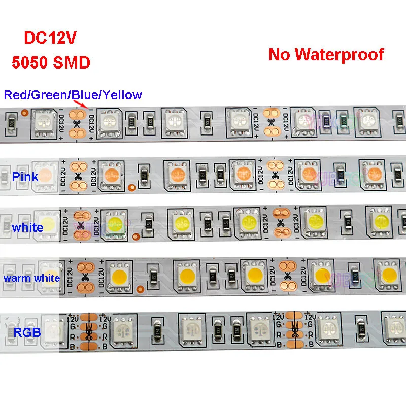 Taśma LED 5050 DC12V neon elastyczne światło LED RGB biały/ciepły biały/czerwony/różowy/UV/RGBW/RGBWW do dekoracji domu i billboardu