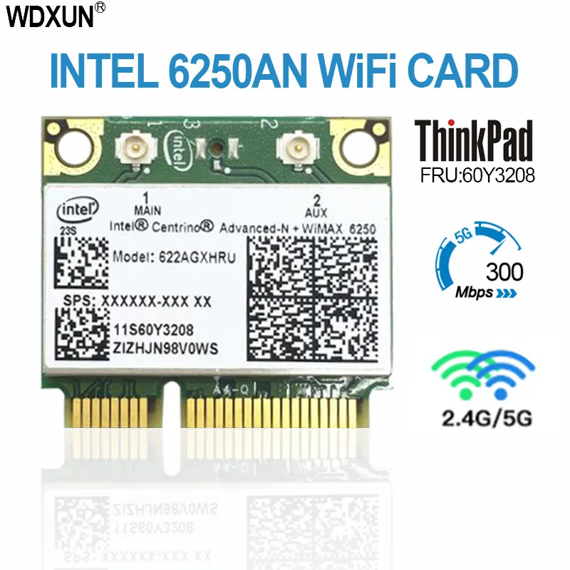 Bezprzewodowa karta Wi-Fi 622ANXHMW 6250AN 300Mbps 2.4G i 5G Adapter WiFi dla Lenovo/Thinkpad Intel Advanced-N 6250 ANX FRU 60Y3195