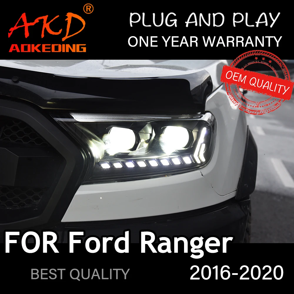 

Фары для Ford Ranger 2016-2020, автомобильные светодиодные фары DRL Hella 5, ксеноновые линзы Hid H7 Everest, автомобильные аксессуары, фары