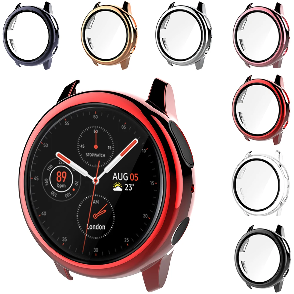 

Защитные чехлы для Samsung Galaxy Watch Active 2 44 мм 40 мм, полноэкранный бампер с закаленным стеклом, защитный чехол