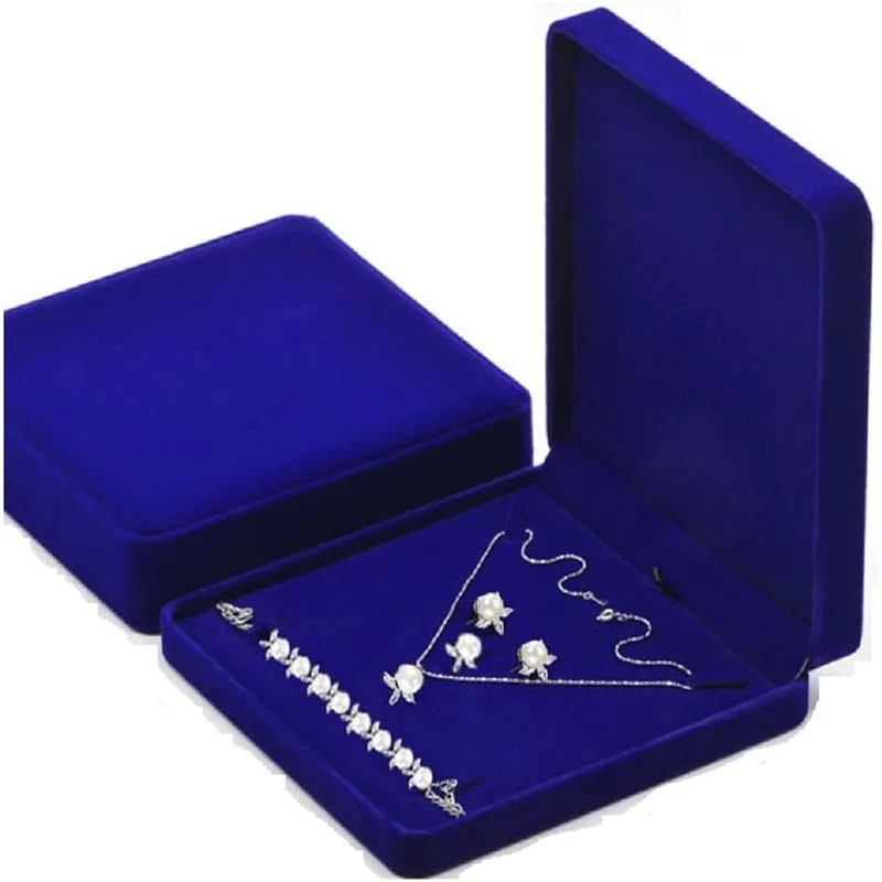 

Large Velvet Jewelry Set Box Big Necklace And Ring Earring Pendant Gift Boxes Storage Case Wedding Jewelry Holder