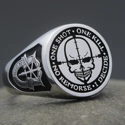 Sniper Rifle One Shot One Kill Army Special Force Military Genuine 925 Sterling Silver Ring