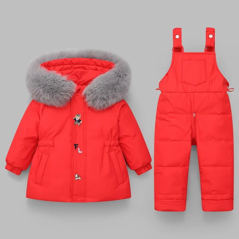 2pcs Baby Girl Clothes Sets Boy Winter Duck Down Jacket Jumpsuit Children Thicken Warm Coat Parka Toddler Overcoat Kids Snowsuit