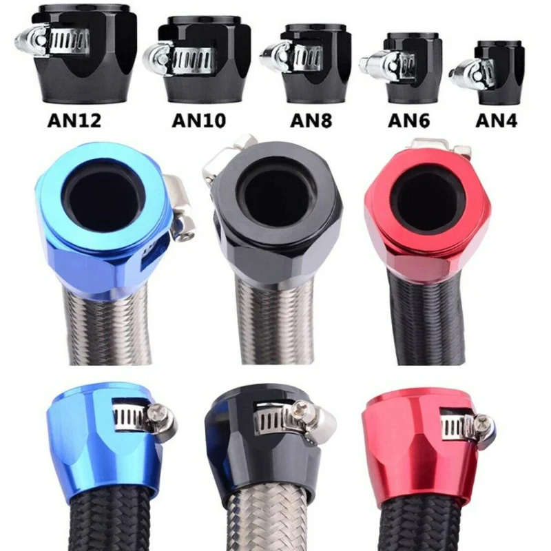 Metal Car End Oil Fuel Hose Clamp AN4 AN6 AN8 AN10 AN12 Pipe Finisher Oil Heat Sink Tube Connector Clamps Tools Car Accessories