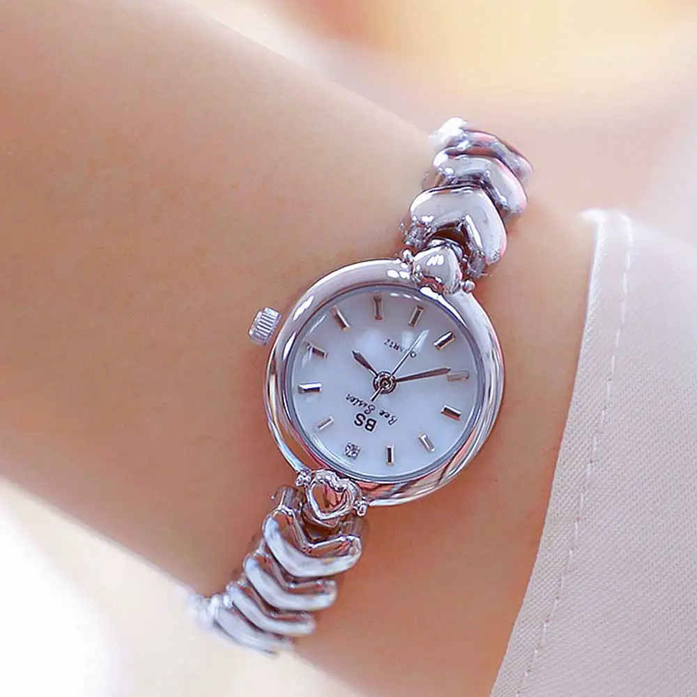 Korean Luxury Golden Silver Love Chain Women\'s Watch Elegant Small Dial Waterproof Quartz Bracelet Wrist Watch Relojes Mujer