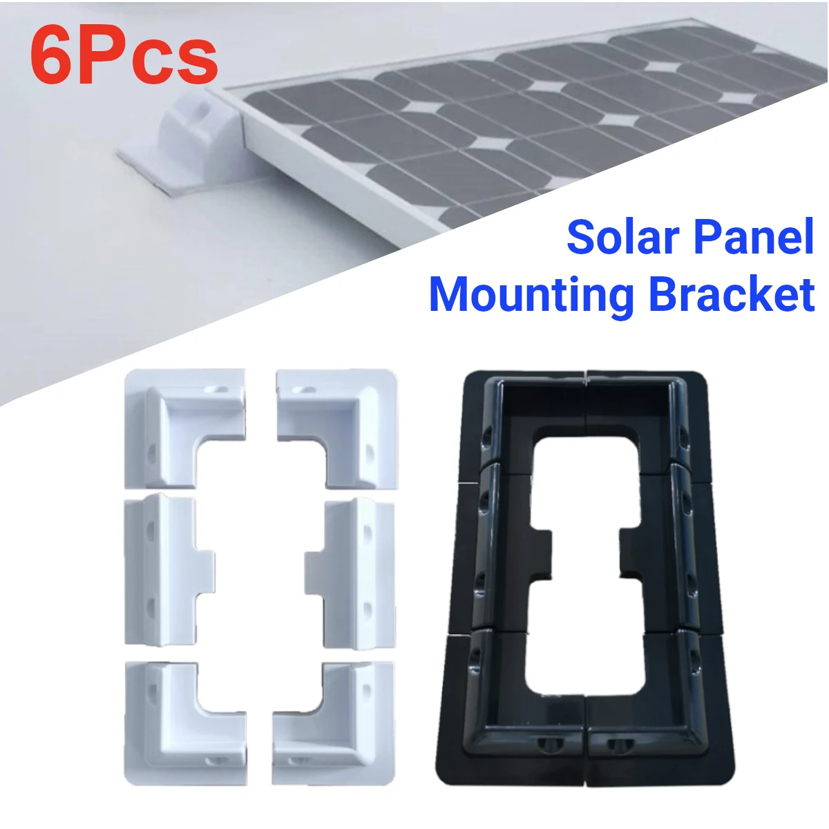 6x RV Top Roof Solar Panel Mounting Fixing Bracket Kit ABS Supporting Holder for Caravans Camper RV Boat Yacht Motorhome 6Pcs