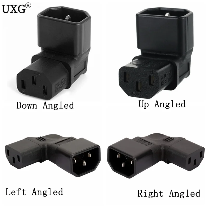 

IEC 320 C14 to C13 Left Right Angle AC Adapter IEC 3Pole IEC 320 3pin Male to Female extend 90 Degree Down Up Angle AC converter