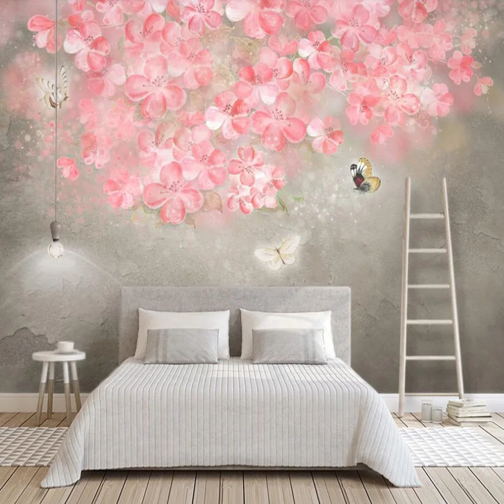 Milofi custom 3D photo wallpaper pattern flower cluster Nordic cement wall retro background wall decoration mural wallpaper