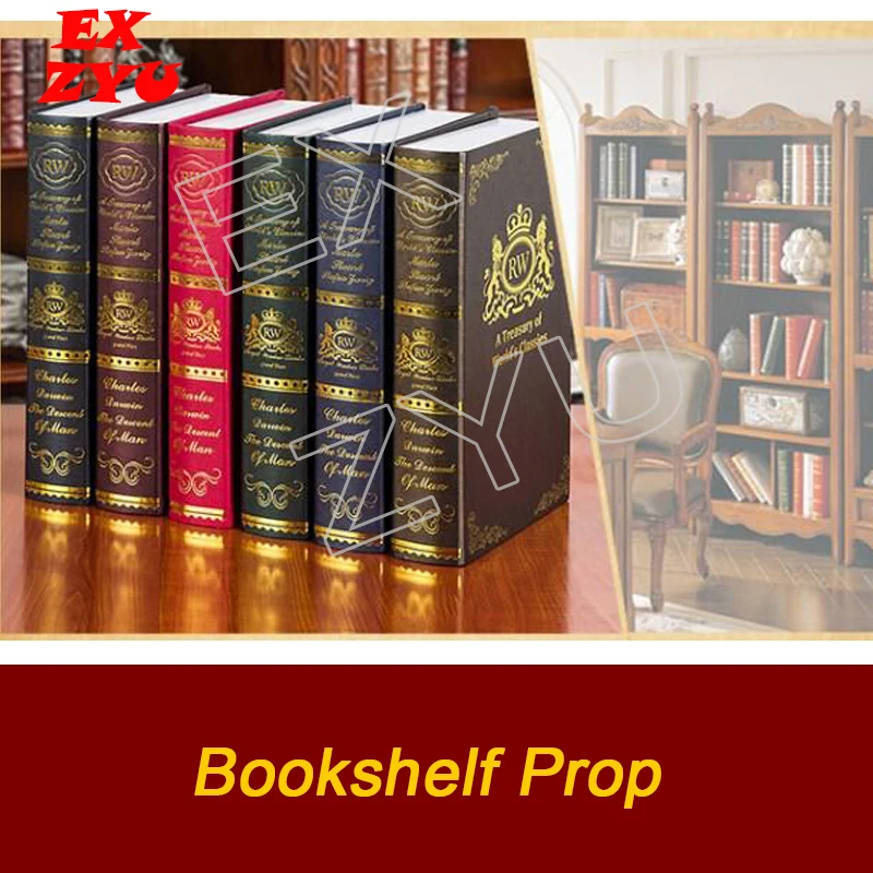 EXZYU Bookshelf Prop Escape Game place all the books in correct position to trigger the puzzle real life chamber room