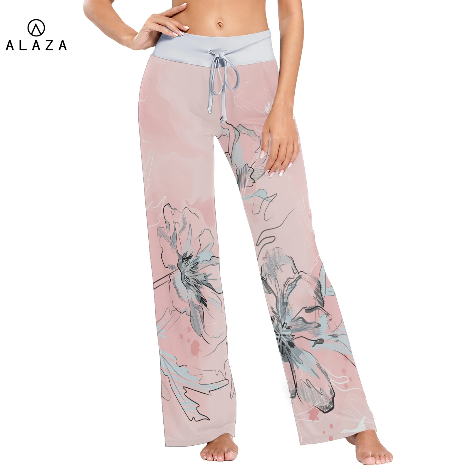 

Spring Sleep Bottom Women Cotton Long Pant Home Pajamas Soft Slip Pink floral print Pants Big Size Casual New Fashion Sleepwear