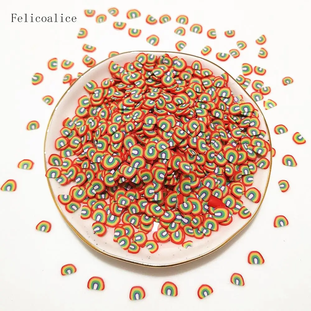 1kg Kawaii Rainbow Soft Clay Slice DIY Nail Arts Decoration Polymer Clay Sprinkles for Crafts Simulation Food Play