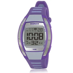 Reloj deportivo Digital con luz LED para mujer, cronómetro con alarma y movimiento japonés FK, resistente al agua hasta 100m, color dorado, ideal para estudiantes