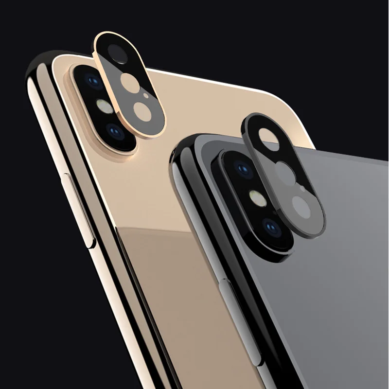 for iPhone X XS XSMax Rear Camera Lens Protector Tempered Glass with Metal Frame Ring Back Camera Lens Screen Protector Parts for iphone 11 pro rotating ring magnetic holder phone case green