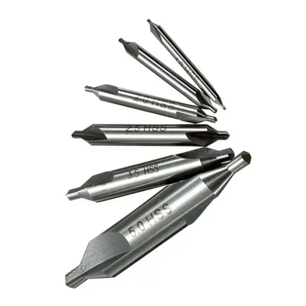 6pcs HSS Combinata Centro Trapani Svasatori 60 Gradi Angolo Bit Set 1.0 millimetri 1.5 millimetri 2.0 millimetri 2.5 millimetri 3.5 millimetri 5 millimetri di Metallo Punta del trapano 4.7