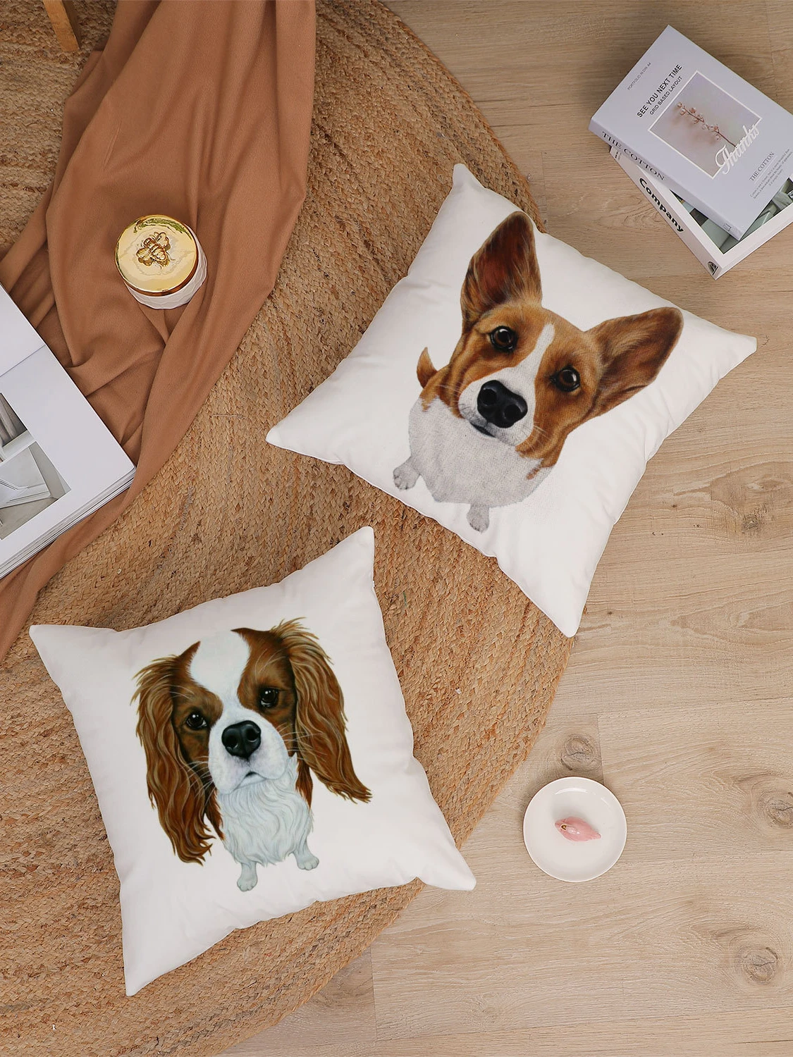 New Dog Pillow Cover Living Room Sofa Cushion Cover Office Bed Head Throw Pillowcase Short Plush Pillow Cover 45x45cm