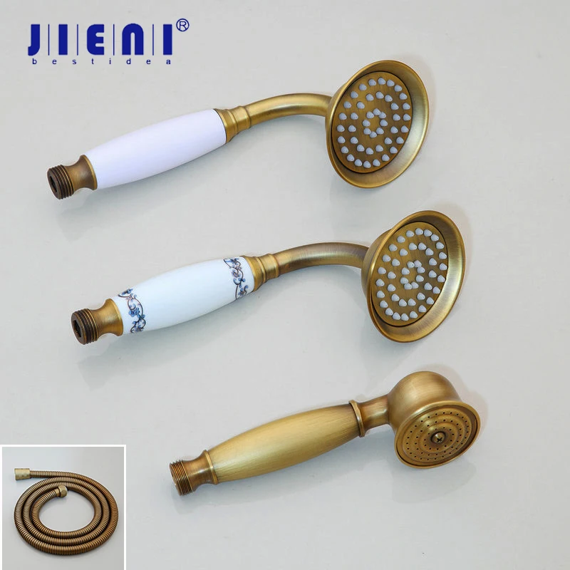 JIENI أنابيب المياه اكسسوارات دش يدوي دش محمول باليد رئيس الصلبة النحاس العتيقة النحاس إنهاء الجولة يده دش