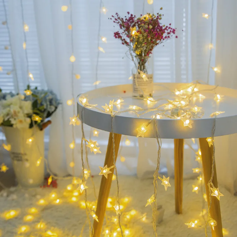 LED Star Fairy Lights Garland Decor for Room Garden Wedding Christmas Tree Ramadan Lights Indoor Party Lighting Home Essentials