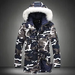 Parka camuflada com gola grande de pele masculina, casaco médio longo, jaqueta de inverno, moda, 5XL