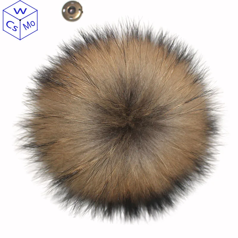 

DIY 12 13cm Raccoon Fur Pompoms For Winter Knitted Hats Real Natural fur Pom Pom For Kids children Hat caps