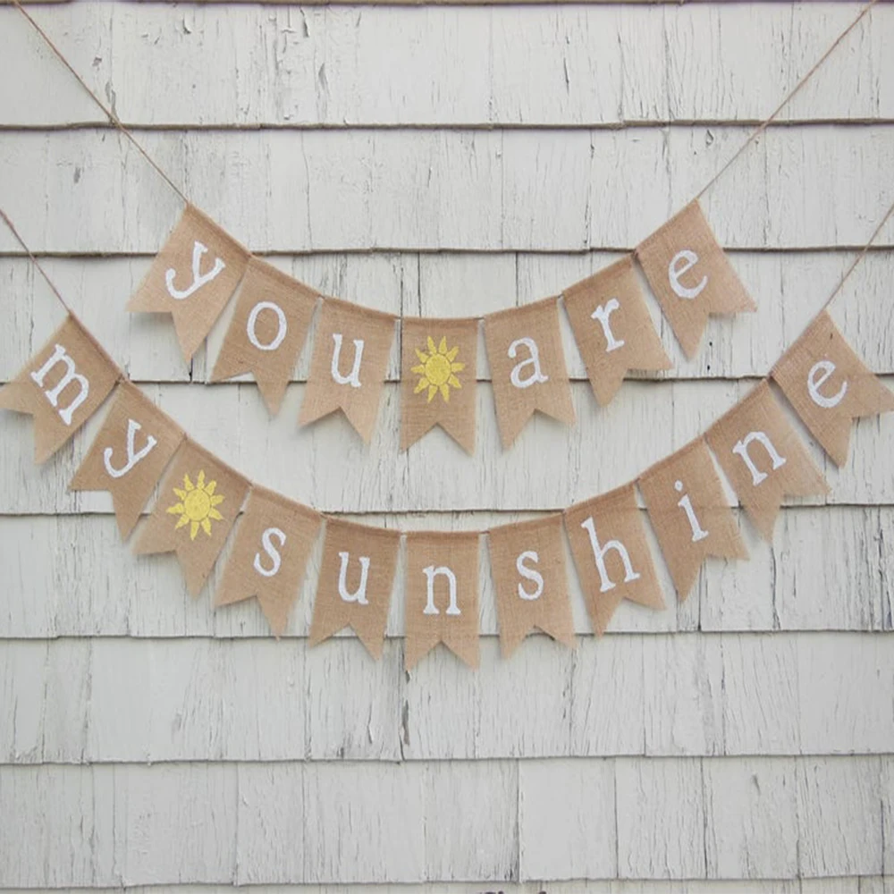 You are my sunshine Banner, You are my sunshine Garland, Burlap Banner, Sunshine Baby Shower Decoration,Nursery Decor