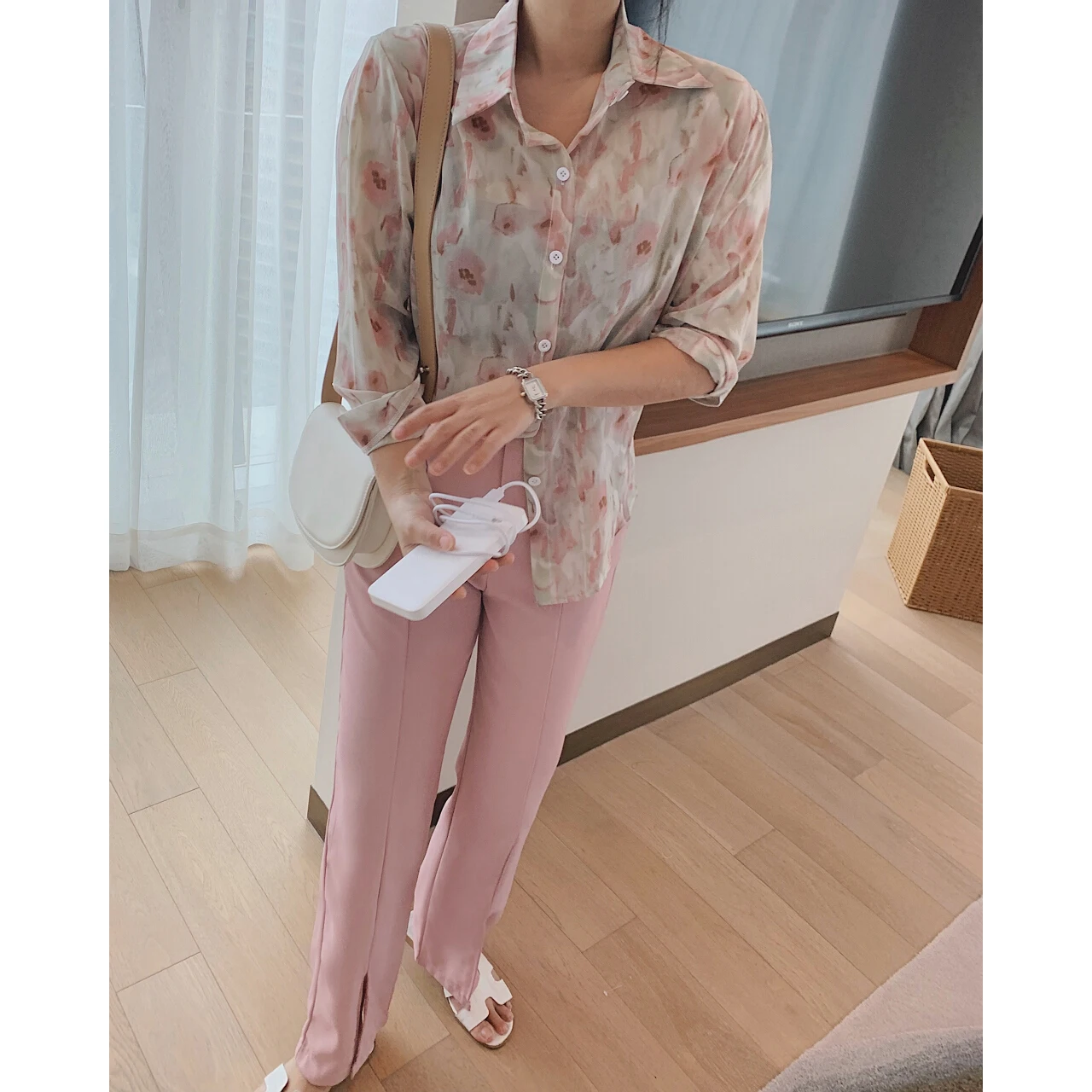 2023 donne Chiffon stampato floreale vedere attraverso camicie camicette donna Top abbigliamento Cardigan Oversize tuniche nuovo elegante tropicale