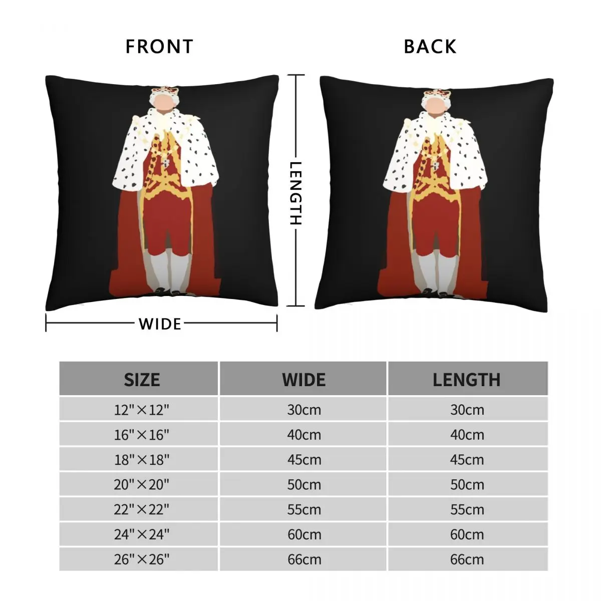 Hamilton King George III Square Pillowcase Polyester Linen Velvet Creative Zip Decor Room Cushion Cover