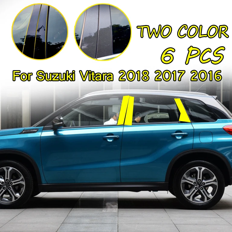 

Car Door Window Middle Column Trim Decoration Protection B Strip PC Stickers Accessories for Suzuki Vitara 2016 2017 2018