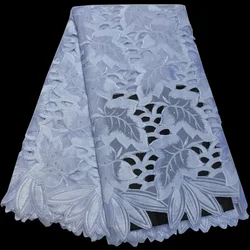 (5yards/pc) High quality pure white Swiss voile lace wonderful big embroidered African cotton lace fabric for party dress CLP472