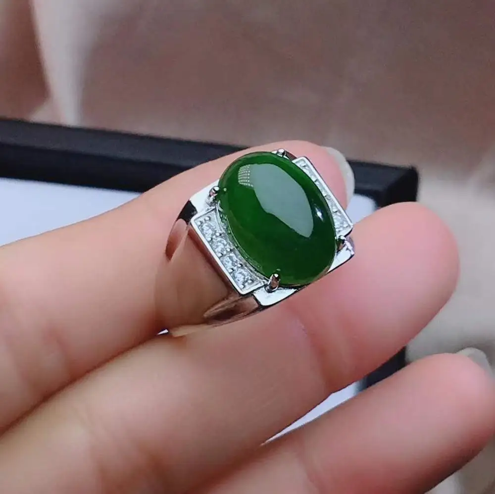 

Natural And Real Jade Ring Stone Rings Solid 925 Silver Gemstone Ring