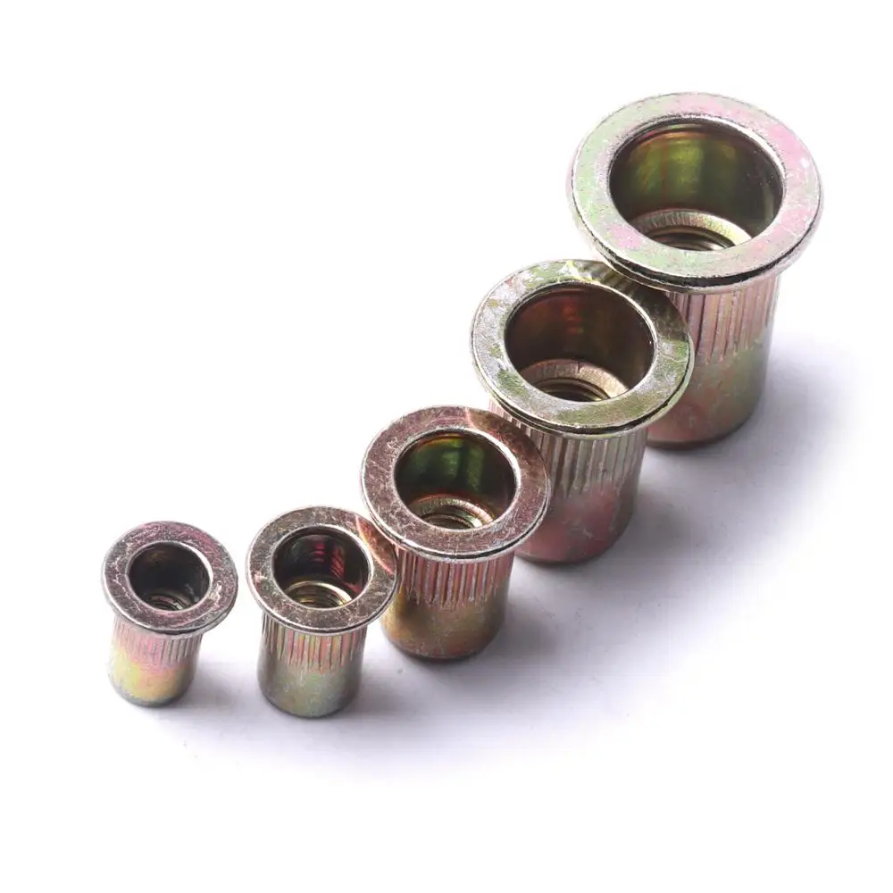 100 Pcs M4/M5/M6/M8/M10x20 Zinc Plated Carbon Steel Rivet Nuts Threaded Rivet  for Metal Plates Tubes Fastener Tool