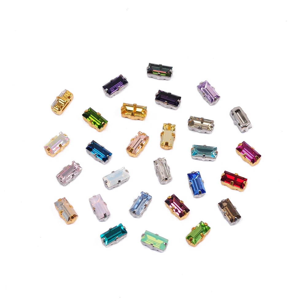 4501 Sew on Empty Claw Rectangle Setting Copper Stone Base Gold Silver Sewing With Crystal Rhinstones Garment DIY Stones