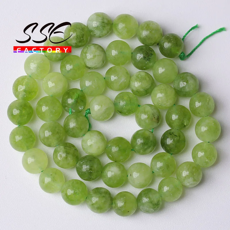 Green Peridot Beads Natural Stone Round Loose Spacer Beads For Jewelry Making DIY Bracelet Earrings Accessories 6 8 10mm 15\