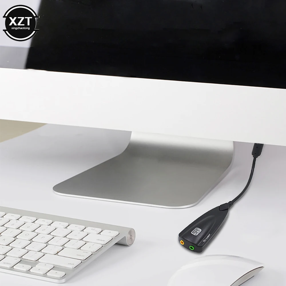 외부 USB 사운드 카드 7.1 어댑터 5HV2 USB 3D CH 사운드 항자성 오디오 헤드셋 마이크 노트북 PC 용 3.5mm 잭