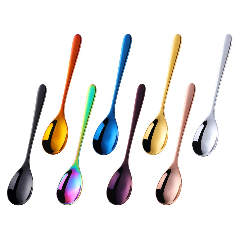 Stainless Steel Tea Spoons Short Coffee Spoon Creative Gold Mini Spoon Dessert Ice Cream Scoop Dinnerware Set for Party