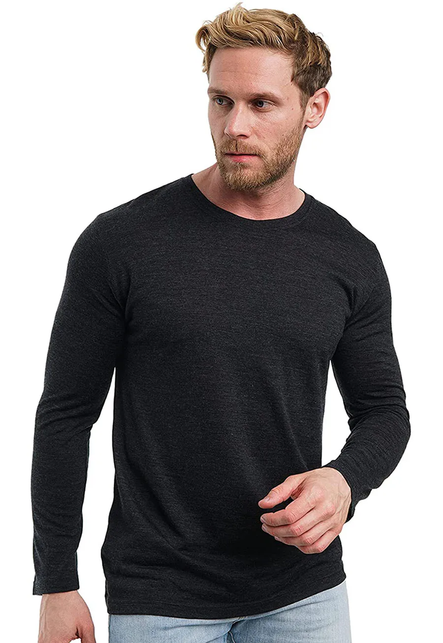 100% Merino Wool Thermal Underwear Men Merino Wool Base Layer Shirt 240G Winter Warm Wicking Breathable Anti-Odor USA Size