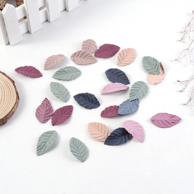 50/100Pcs 3.5cm Autumn Leaves Artificial Tree Leaves DIY Handmade Wreath Scrapbooking Wedding Home Decoration Gift Fake Flower