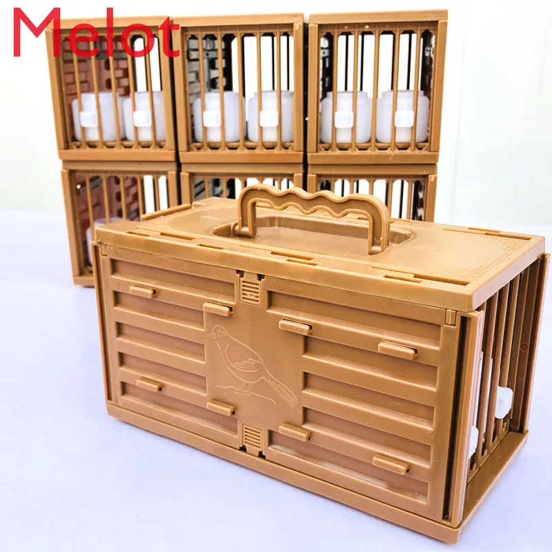 High-End Luxury Portable Plastic Bird Cage up the Mountain Tender Ribs Cage Plastic Pigeon Transport Cage out Portable Bird Cage