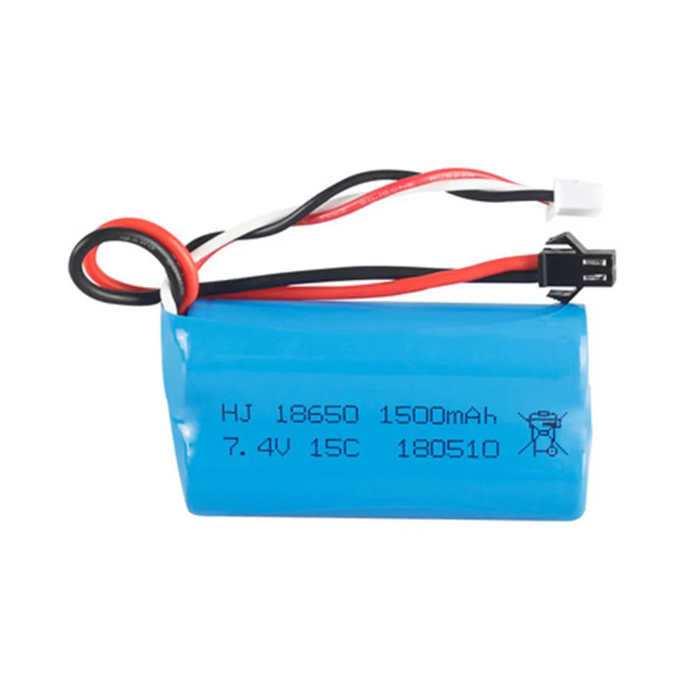 Bateria de 7.4v 1500mah lipo para veículos, conjunto de bateria e carregador para brinquedos rc, barcos e tanques de drone 18650
