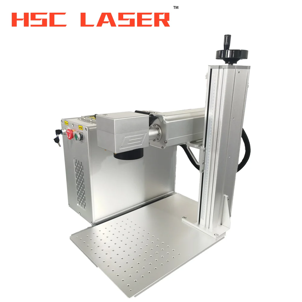 Fiber laser marking machine with rotary 20W 30W 50W 60W Raycus metal engraving