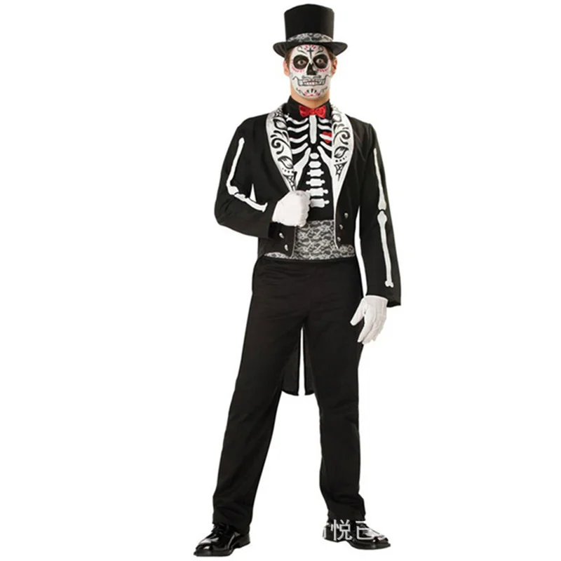 

Carnival Medieval Men Dress Suit Jackets Gothic Style Halloween Party Skeleton Zombie Vampire Cosplay Costume Overcoat Robes