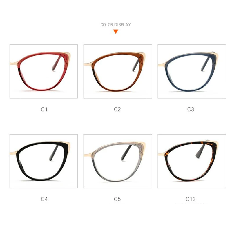 Anti-blue Light Cat Eye Prescription Spectacle Women Myopia Lens Photochromic Glasses Diopter 0 -0.5 -0.75 -1.0 -2.0 To -6.0