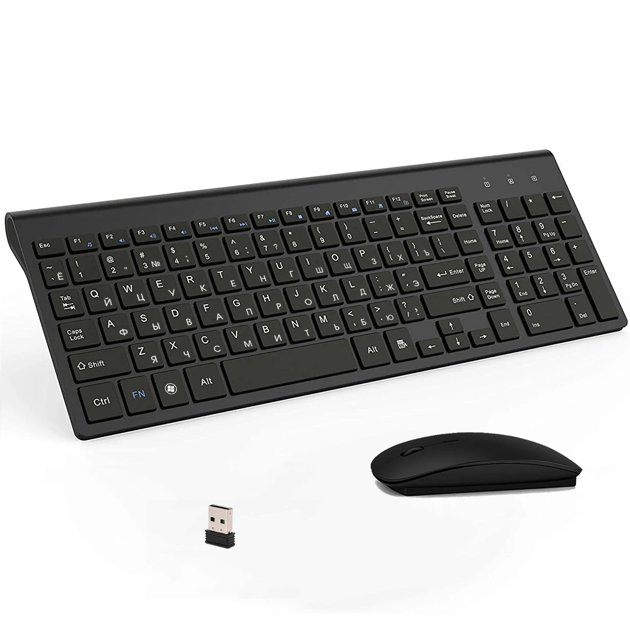 Russian & English Characters Ultra-thin Business Wireless Russian Keyboard and Mouse Combo Low noise Mice for Computer Desktop