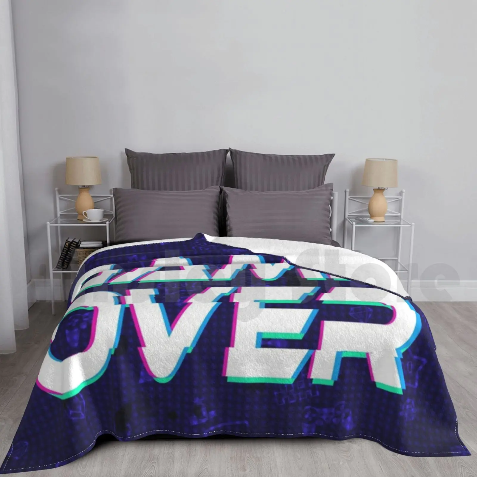 Game Over Blanket For Sofa Bed Travel Gaming Ps4 Invaders Yoshi Graphic Design Greyphix